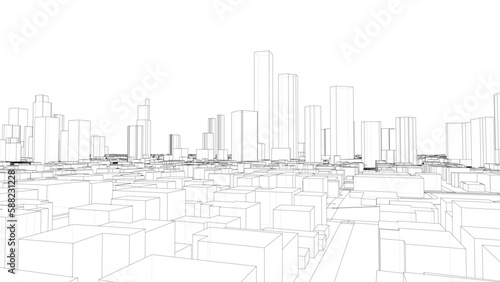 Outline city concept vector. Wire-frame style