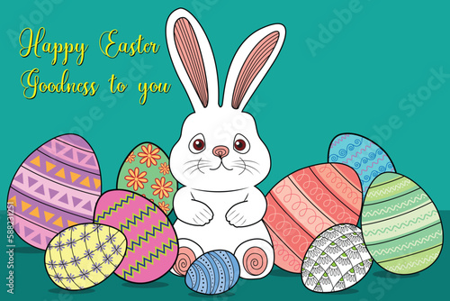Happy Ester day concept design of illustration. Little rabbit in an egg.