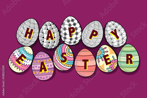 Happy Ester day concept design of illustration. Little rabbit in an egg.