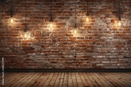 textured brick wall with ambient lighting. Generative AI