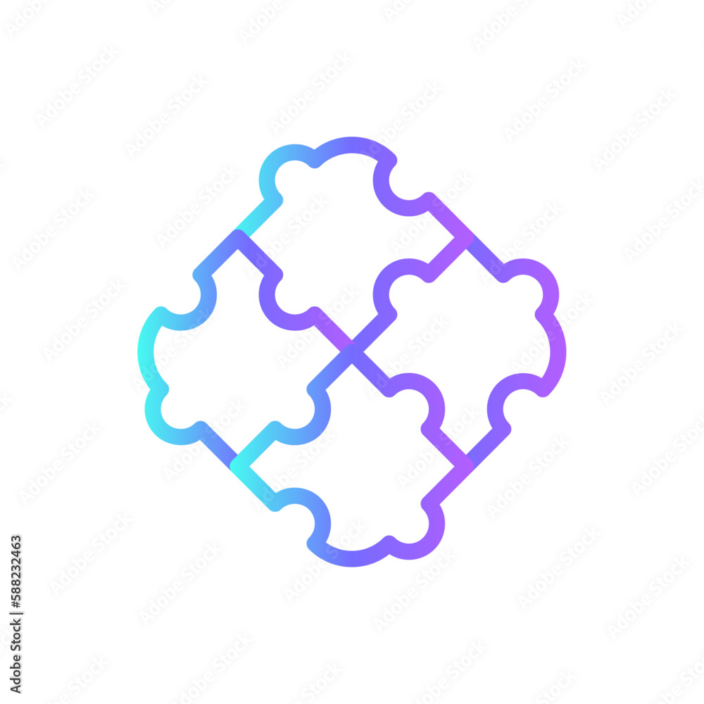 Puzzle Teamwork and Management icon with blue duotone style. idea, solution, concept, part, group, connection, strategy. Vector illustration Puzzle Teamwork and Management icon with blue duotone style. idea, solution, concept, part, group, connection, strategy. Vector illustration