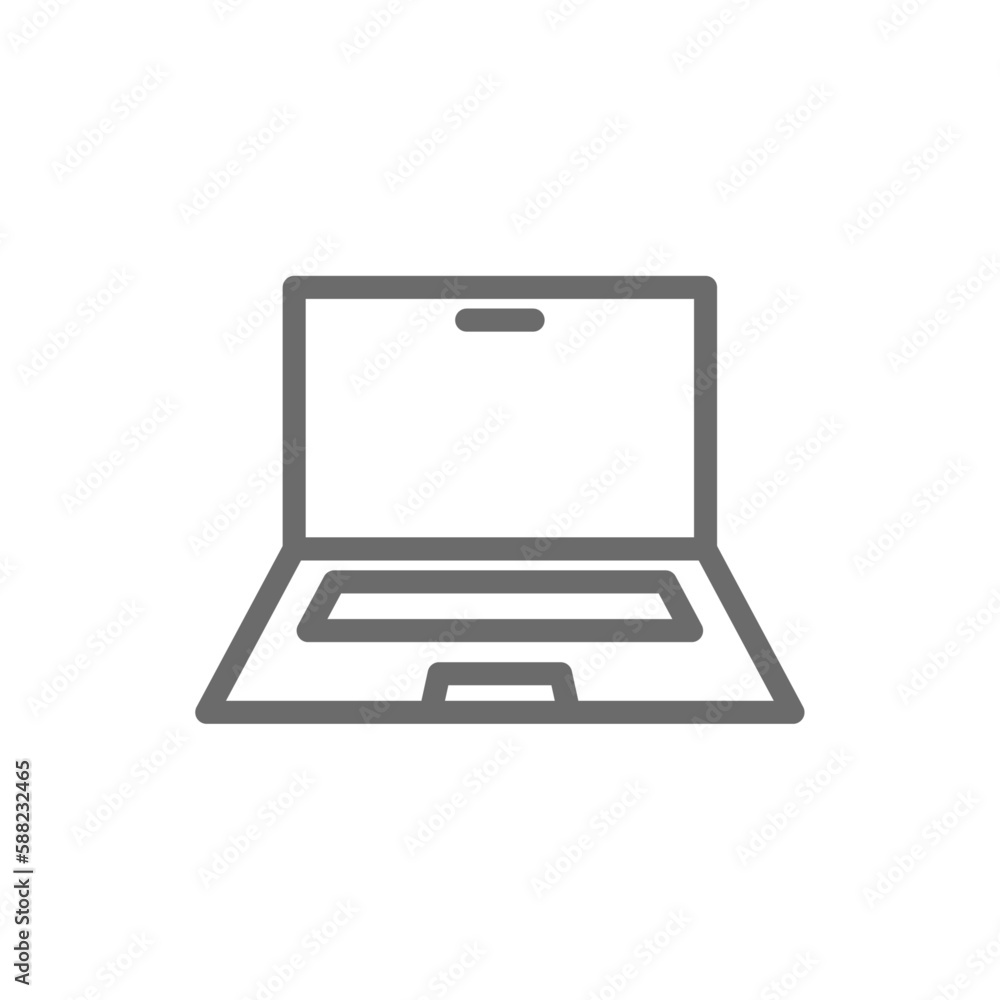 Laptop Teamwork and Management icon with black outline style. notebook, device, electronic, technology, monitor, internet, digital. Vector illustration Laptop Teamwork and Management icon with black outline style. notebook, device, electronic, technology, monitor, internet, digital. Vector illustration