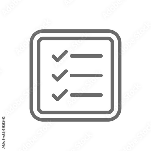 List Teamwork and Management icon with black outline style. document, checklist, report, form, note, paper, notebook. Vector illustration