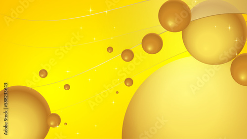 Abstract soft yellow background with ribbon gold lines curved wavy sparkle with copy space for text. Luxury style template design. Vector illustration