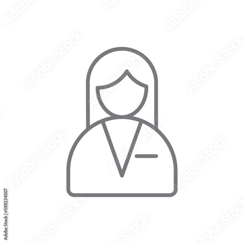 Business woman Business people icon with black outline style. people, silhouette, woman, human, person, pictogram, avatar. Vector illustration