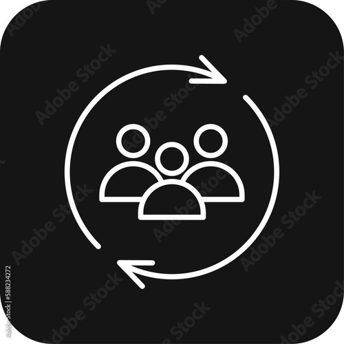 Update team Business people icon with black filled line style. update, people, human, project, partnership, interaction, collaboration. Vector illustration