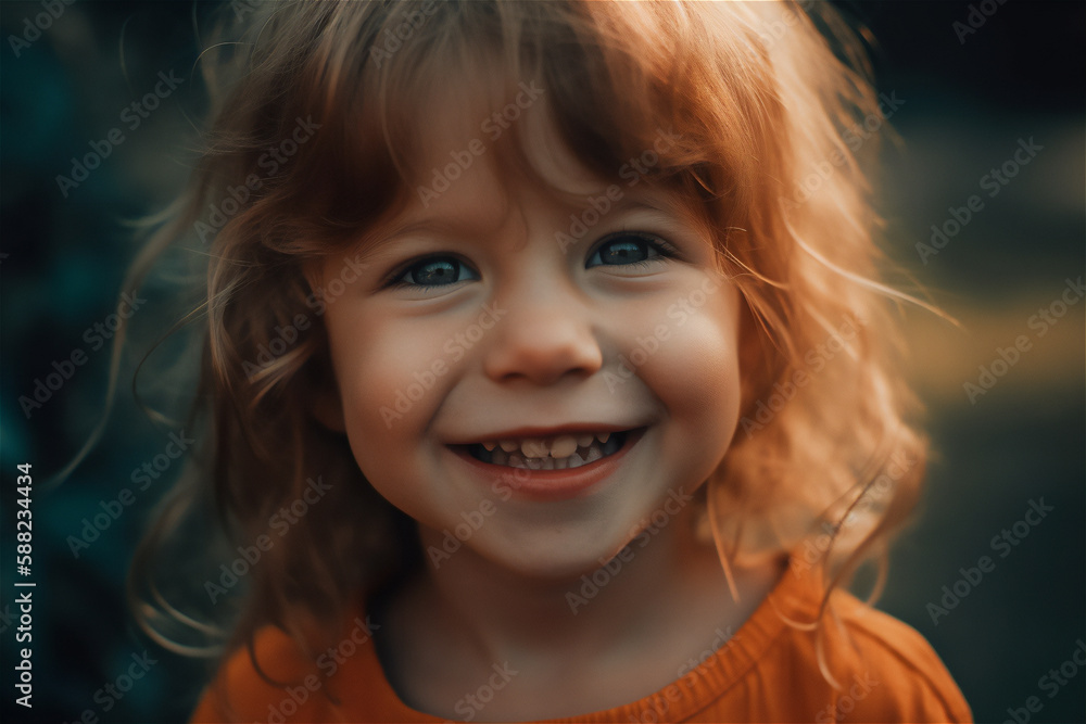 portrait of a caucasian smiling little girl, generative ai portrait of a caucasian smiling little girl, generative ai