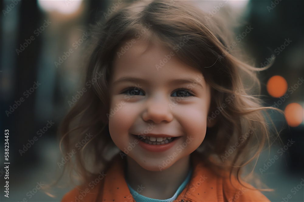 cheerful Preschool girl smiling, generative ai cheerful Preschool girl smiling, generative ai