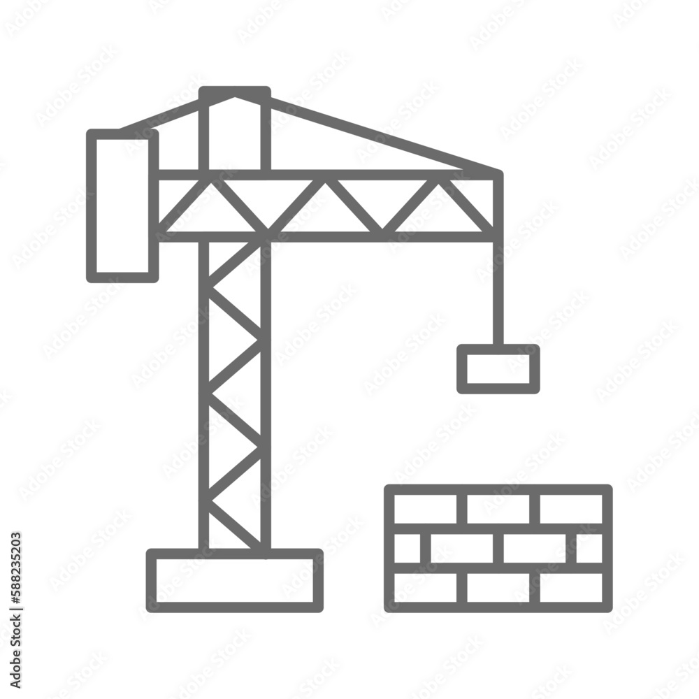 Construction Real Estate icon with black outline style. helmet, engineer, worker, industry, tools, crane, equipment . Vector illustration Construction Real Estate icon with black outline style. helmet, engineer, worker, industry, tools, crane, equipment . Vector illustration