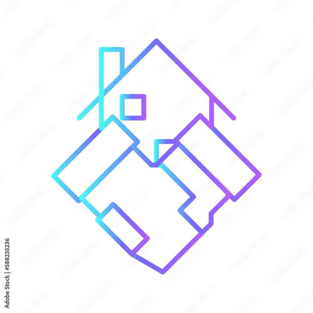 Deal Real Estate icon with blue duotone style. handshake, partnership, people, team, agreement, contract, cooperation. Vector illustration Deal Real Estate icon with blue duotone style. handshake, partnership, people, team, agreement, contract, cooperation. Vector illustration