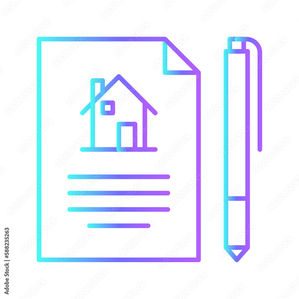 Agreement Real Estate icon with blue duotone style. cooperation, contract, document, quality, form, application, corporate. Vector illustration Agreement Real Estate icon with blue duotone style. cooperation, contract, document, quality, form, application, corporate. Vector illustration