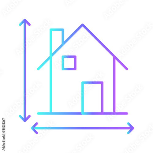 Dimension Real Estate icon with blue duotone style. area, height, size, width, square, meter, measure. Vector illustration
