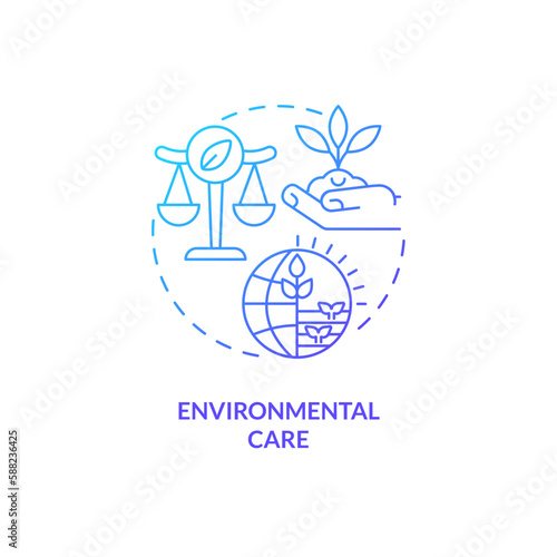 Environmental care blue gradient concept icon. Natural resources. Agriculture policy objective abstract idea thin line illustration. Isolated outline drawing. Myriad Pro-Bold font used