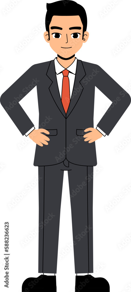 Seth Business Man Wearing Suit And Tie Smile Akimbo Pose Standing Character Design Isolated Seth Business Man Wearing Suit And Tie Smile Akimbo Pose Standing Character Design Isolated