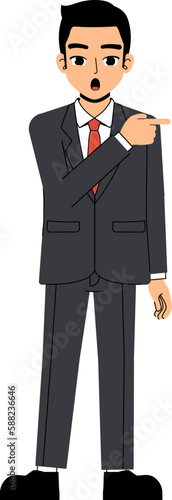 Seth Business Man Wearing Suit And Tie Advice Point Look Pose Standing Character Design Isolated