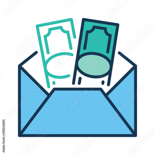 Cash in Opened Envelope vector Money concept colored icon