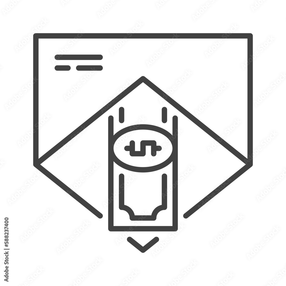 Envelope with Money vector Dollar Banknote concept line icon Envelope with Money vector Dollar Banknote concept line icon