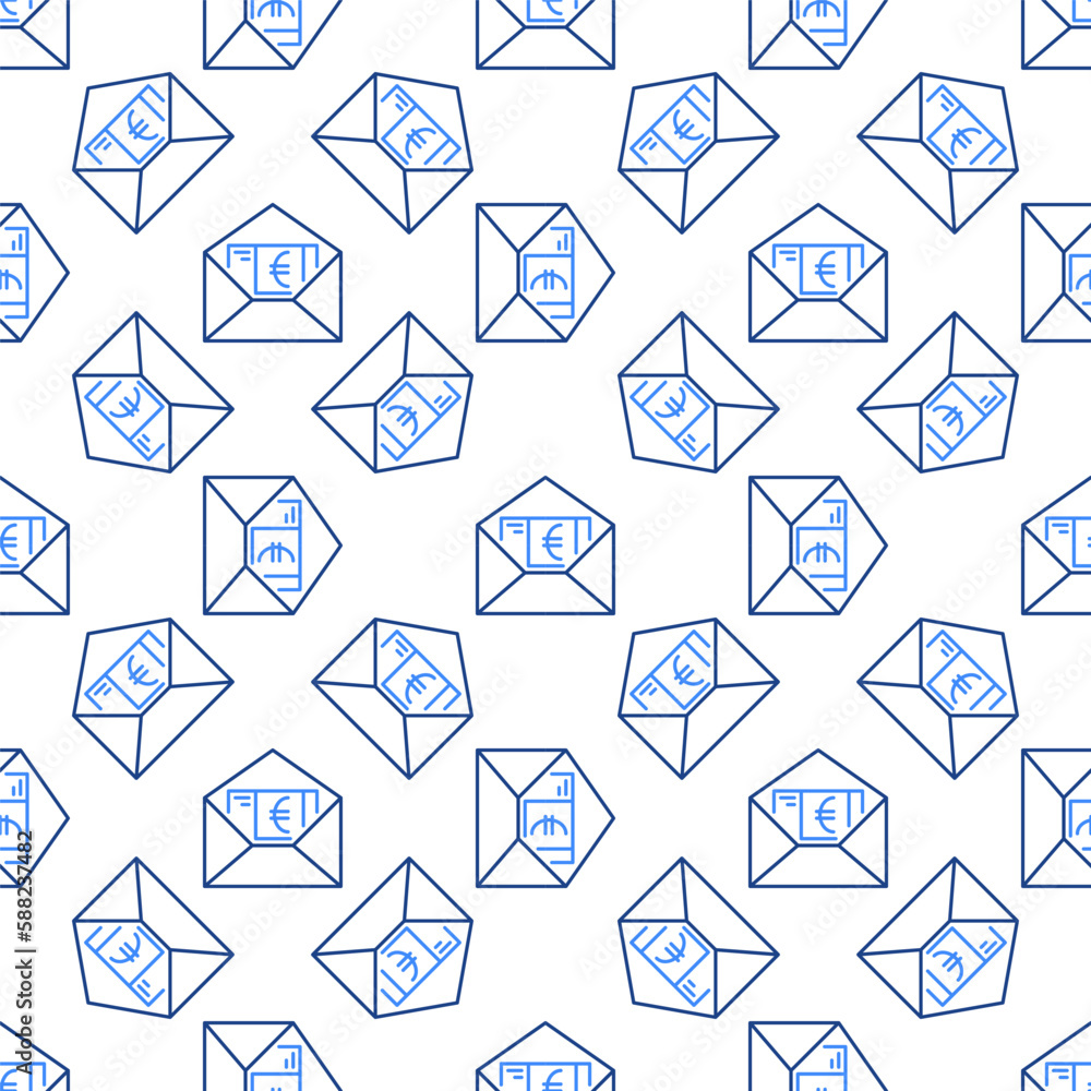 Euro Cash in Open Envelope vector EU Finance concept line seamless pattern Euro Cash in Open Envelope vector EU Finance concept line seamless pattern