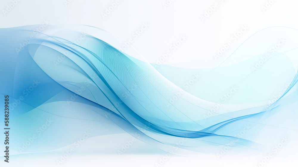 Obraz premium 青いウェーブのグラデーション背景 Generative AI