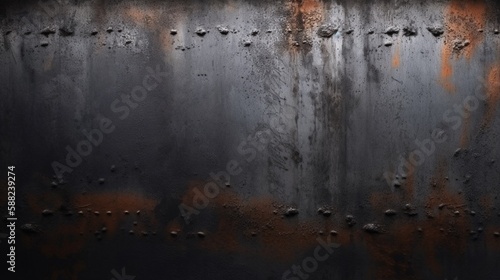 鋼鉄の金属、グランジ、錆びた質感、ソフトブラー、ファンシーな背景、ダークグレー、黒の壁紙GenerativeAI