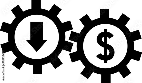 Cost reduction. Cost increase icon. Price reduced, discount icon. Financial vector illustration.