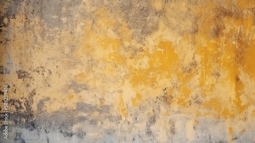 黄色、灰色、セメント、コンクリートの壁の質感、茶色のグランジ、古い汚れの背景、レトロなヴィンテージ、夏の春の背景GenerativeAI