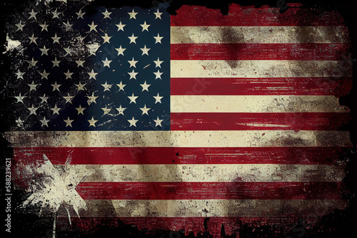 Grunge Flag of the USA in with grunge texture. Generative Ai