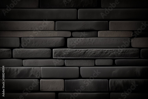 Abstract background. A black wall with a brick pattern that says'black '. Generative Ai © GFX Lamine