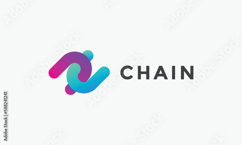 Double U font chain link alphabet concept logotype connection design