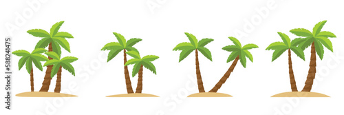 Collection of palm trees. Set with tropical tree. 