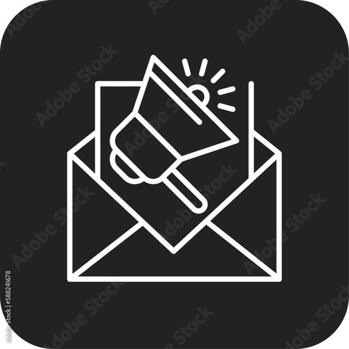 Email Marketing icon with black filled line style. message, web, mail, address, internet, envelope, mobile. Vector illustration