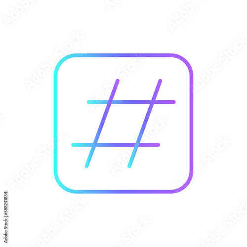 Hashtag Marketing icon with blue duotone style. media, tag, community, trend, post, follow, promotion. Vector illustration