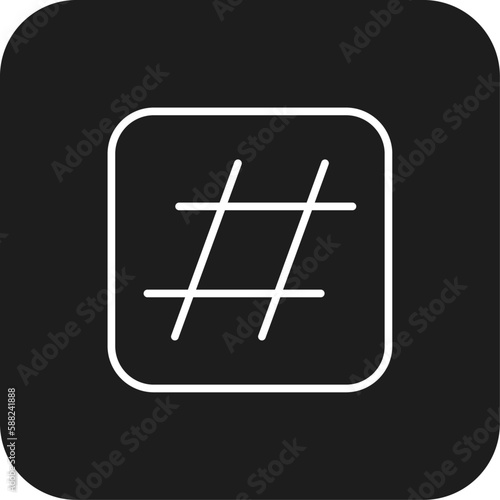 Hashtag Marketing icon with black filled line style. media, tag, community, trend, post, follow, promotion. Vector illustration