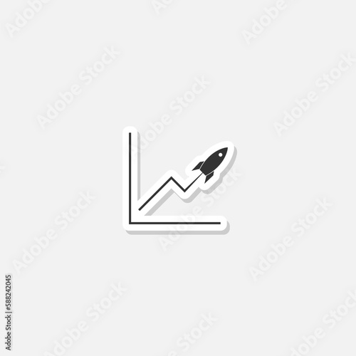 Business start up sticker icon. Rocket logo