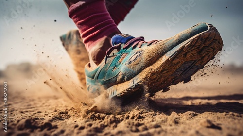 A close-up of running runner's shoes, created using Generative AI technology