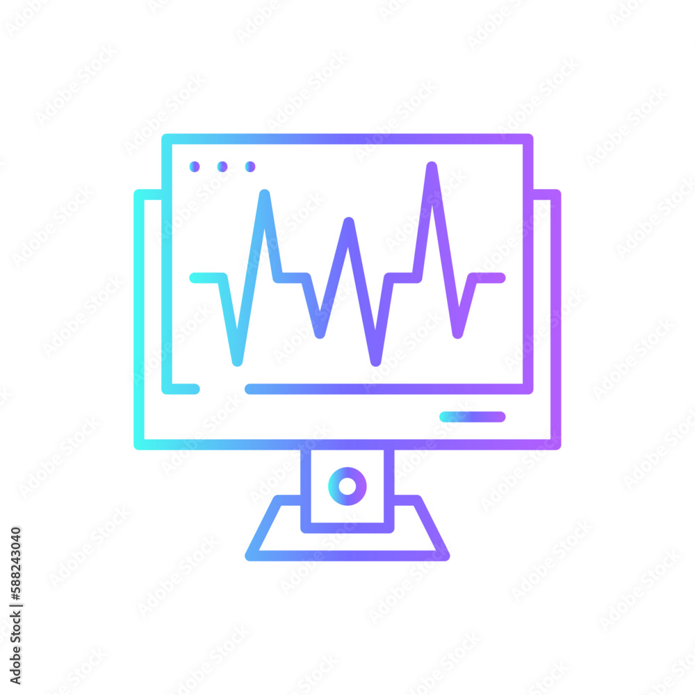 Monitoring Marketing icon with blue duotone style. technology, computer, internet, web, screen, data, digital. Vector illustration