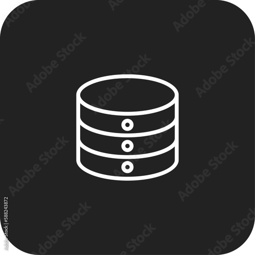 Database Data analysis icon with black filled line style. technology, information, storage, web, server, internet, hosting. Vector illustration