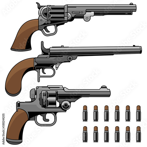 vintage guns vector set illustration