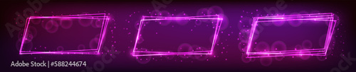 Neon rectangular frame with shining effects and sparkles