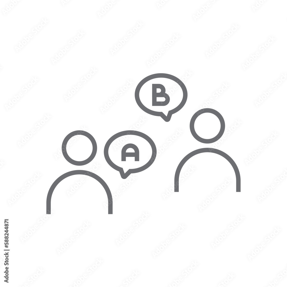 Discuss Feedback icon with black outline style. communication, talk, team, teamwork, conference, group, meeting. Vector illustration Discuss Feedback icon with black outline style. communication, talk, team, teamwork, conference, group, meeting. Vector illustration