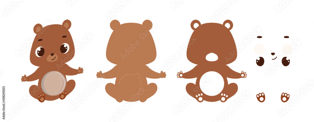 Cute bear candy ornament. Layered paper decoration treat holder for dome. Hanger for sweets, candy for birthday, baby shower, halloween, christmas. Print, cut out, glue. Vector illustration Cute bear candy ornament. Layered paper decoration treat holder for dome. Hanger for sweets, candy for birthday, baby shower, halloween, christmas. Print, cut out, glue. Vector illustration