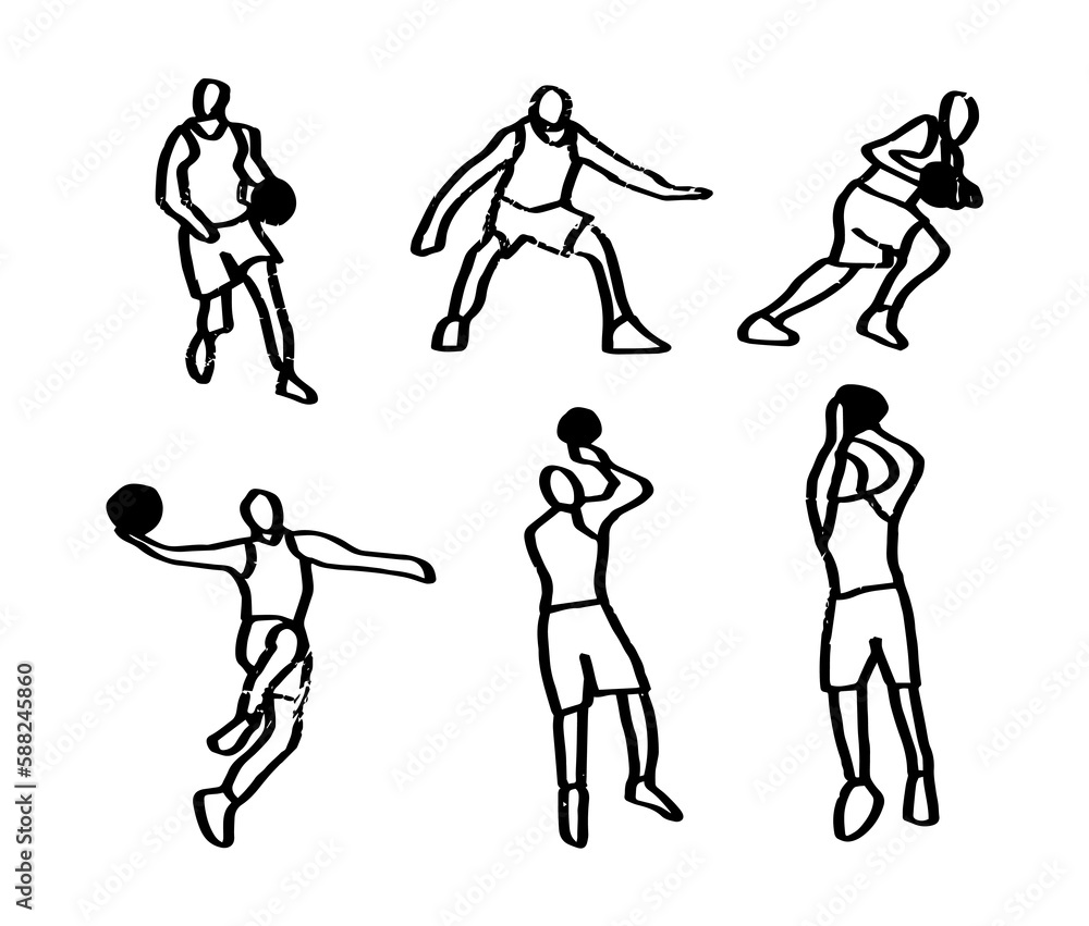 basketball players ink, engraving style basketball players ink, engraving style