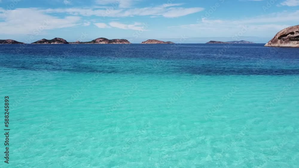 Close-up aerial drone shot of turquoise water, Lucky Bay, Esperance, Western Australia - 4K blue sea water shot Close-up aerial drone shot of turquoise water, Lucky Bay, Esperance, Western Australia - 4K blue sea water shot