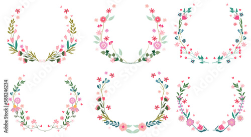 Delightful flower-filled vector wreath design for versatile use in cards, home decoration, posters, and clothing. Vector illustration.