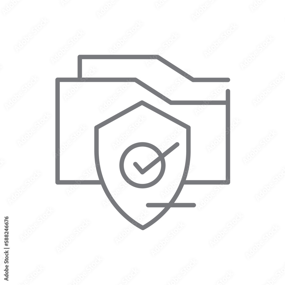 Protected E-Commers icon with black outline style. protection, shield, safety, safe, security, guarantee, care. Vector illustration Protected E-Commers icon with black outline style. protection, shield, safety, safe, security, guarantee, care. Vector illustration