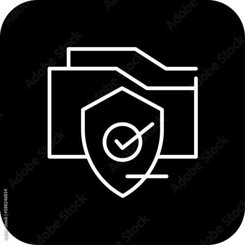 Protected E-Commers icon with black filled line style. protection, shield, safety, safe, security, guarantee, care. Vector illustration