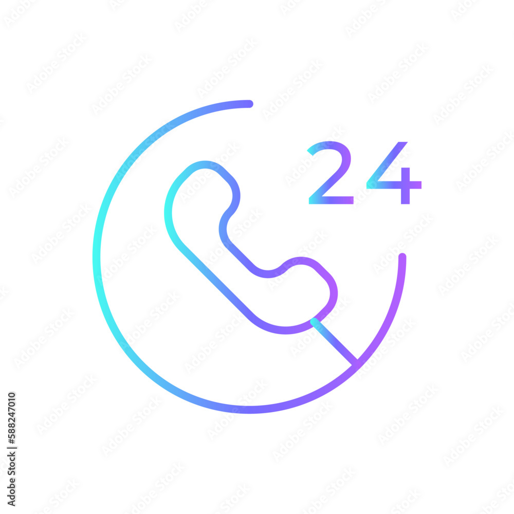 24 hours service E-Commers icon with blue duotone style. time, customer, support, assistance, information, watch, contact. Vector illustration 24 hours service E-Commers icon with blue duotone style. time, customer, support, assistance, information, watch, contact. Vector illustration