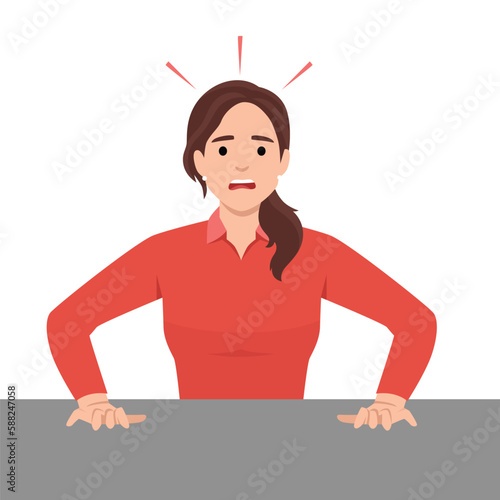 Shocked young woman feel stunned frightened by unbelievable news or message. Terrified female surprised amazed by bad negative accident. Shock and fear. Frustration