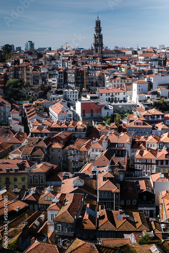 View from the Se do Porto tower, with Clerigouche, Porto, Portugal.