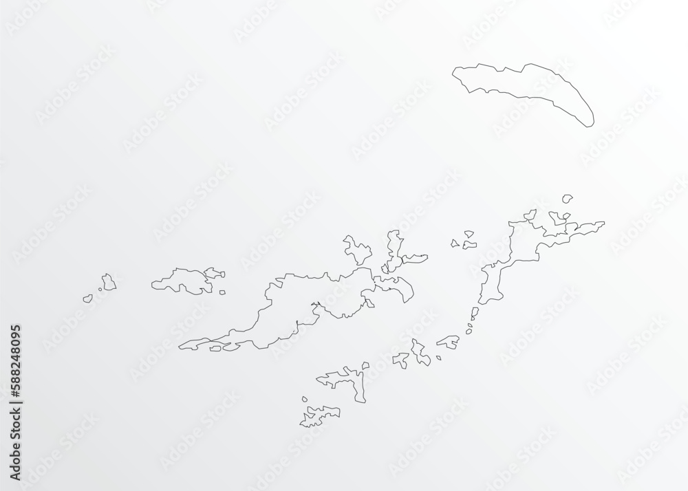 Black Outline vector Map of British Virgin Islands with regions